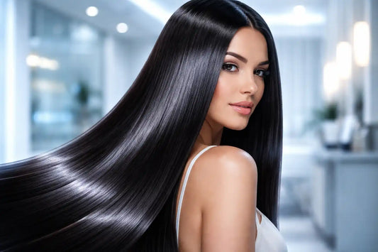 Hair Cryotherapy damaged hair repair treatment showing ultra glossy smooth strands